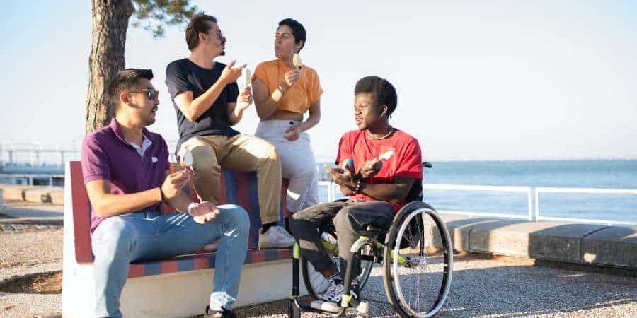 friends sit and chat